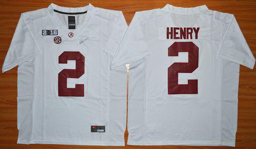 Crimson Tide #2 Derrick Henry White 2016 National Championship Stitched NCAA Jersey