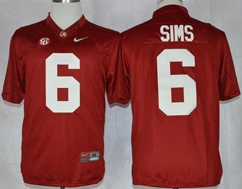 Crimson Tide #6 Blake Sims Red Limited Stitched NCAA Jersey - Click Image to Close