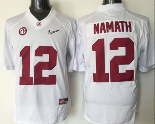 Crimson Tide #12 Joe Namath White 2016 National Championship Stitched NCAA Jersey - Click Image to Close