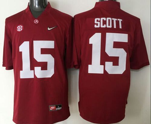 Crimson Tide #15 JK Scott Red 2016 National Championship Stitched NCAA Jersey - Click Image to Close