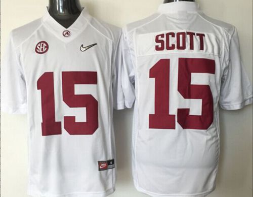 Crimson Tide #15 JK Scott White 2016 National Championship Stitched NCAA Jersey