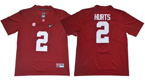 Crimson Tide #2 Jalen Hurts Red Limited Stitched NCAA Jersey