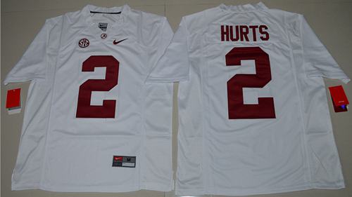 Crimson Tide #2 Jalen Hurts White Limited Stitched NCAA Jersey