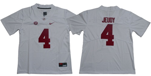 Crimson Tide #4 Jerry Jeudy White Limited Stitched NCAA Jersey