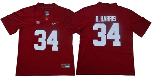 Crimson Tide #34 Damien Harris Red Limited Stitched NCAA Jersey