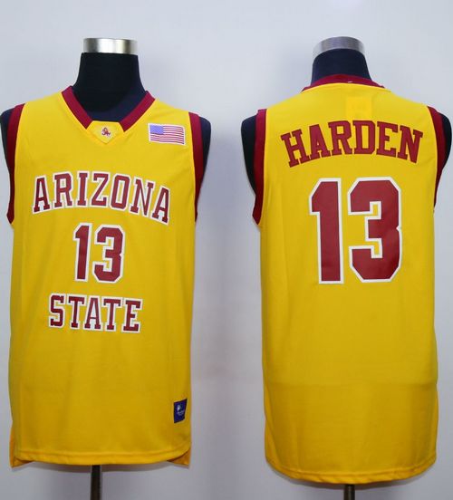 Sun Devils #13 James Harden Gold Stitched NCAA Basketball Jersey - Click Image to Close