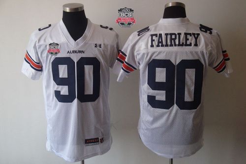 Tigers #90 Fairley White 2014 BCS Bowl Patch Stitched NCAA Jersey