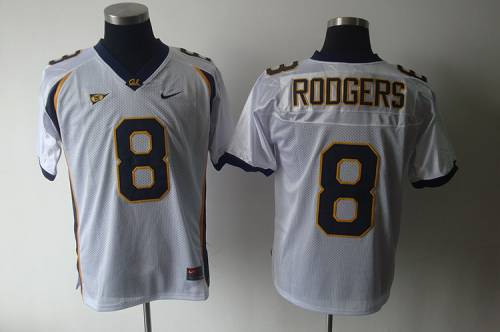 Golden Bears #8 Rodgers White Stitched NCAA Jersey - Click Image to Close