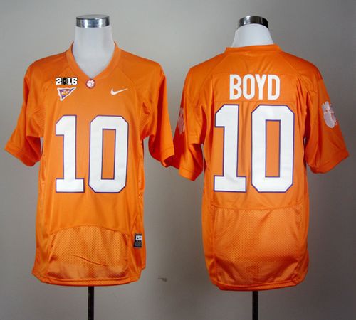 Tigers #10 Tajh Boyd Orange Pro Combat 2016 College Football Playoff National Championship Patch Stitched NCAA Jersey