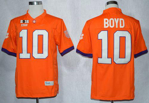 Tigers #10 Tajh Boyd Orange Limited 2016 College Football Playoff National Championship Patch Stitched NCAA Jersey