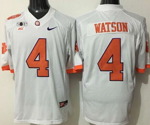 Tigers #4 Deshaun Watson White Limited 2016 College Football Playoff National Championship Patch Stitched NCAA Jersey