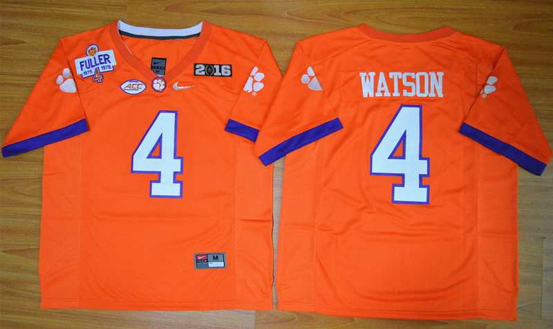 Tigers #4 Deshaun Watson Orange 2016 National Championship Stitched NCAA Jersey