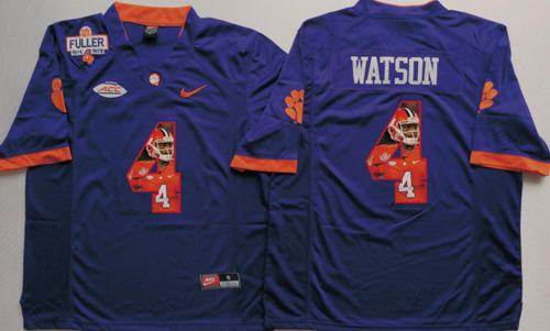 Tigers #4 Deshaun Watson Purple Player Fashion Stitched NCAA Jersey - Click Image to Close