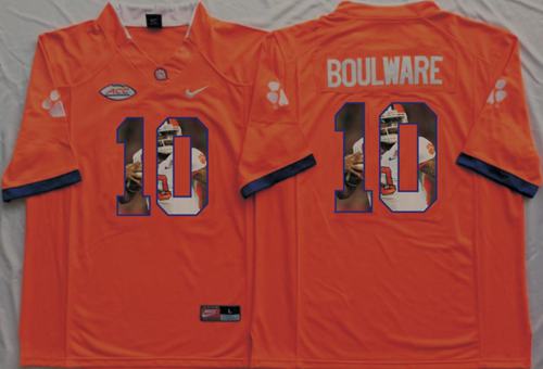 Tigers #10 Ben Boulware Orange Player Fashion Stitched NCAA Jersey - Click Image to Close