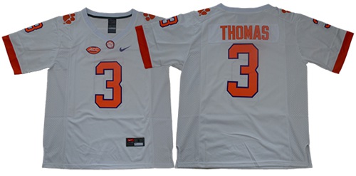 Tigers #3 Xavier Thomas White Limited Stitched NCAA Jersey