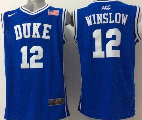 Blue Devils #12 Justise Winslow Blue Basketball Stitched NCAA Jersey - Click Image to Close