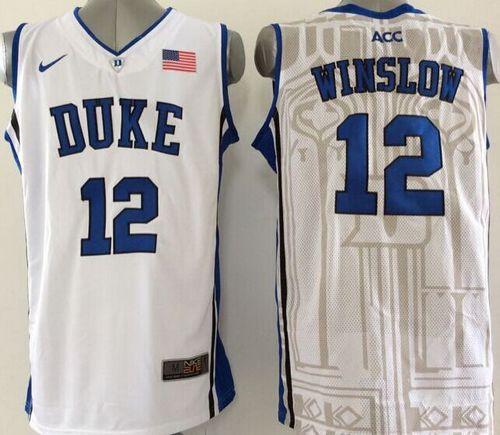 Blue Devils #12 Justise Winslow White Basketball New Stitched NCAA Jersey