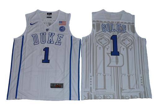 Blue Devils #1 Harry Giles White Basketball Elite Stitched NCAA Jersey