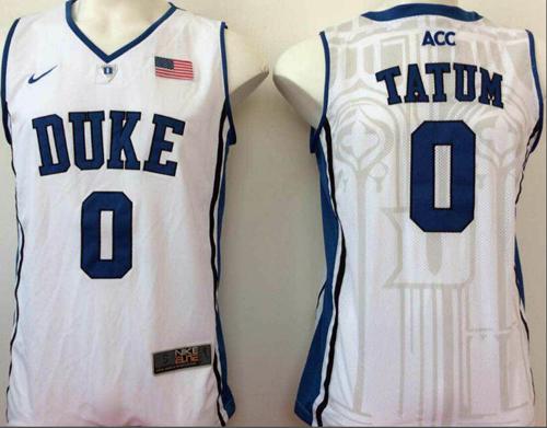 Blue Devils #0 Jayson Tatum White Basketball Stitched NCAA Jersey