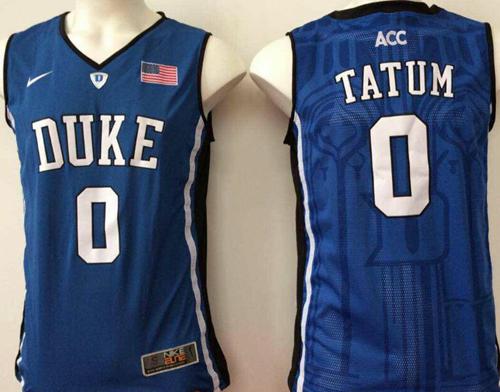 Blue Devils #0 Jayson Tatum Blue Basketball Stitched NCAA Jersey