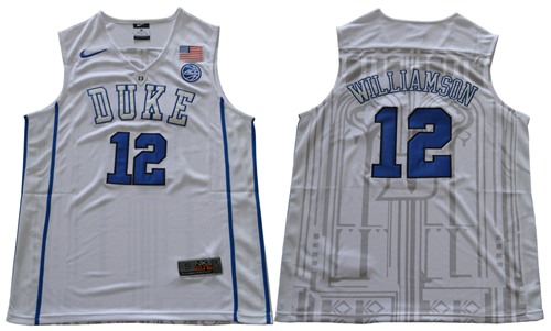 Blue Devils #12 Zion Williamson White Basketball Elite Stitched NCAA Jersey