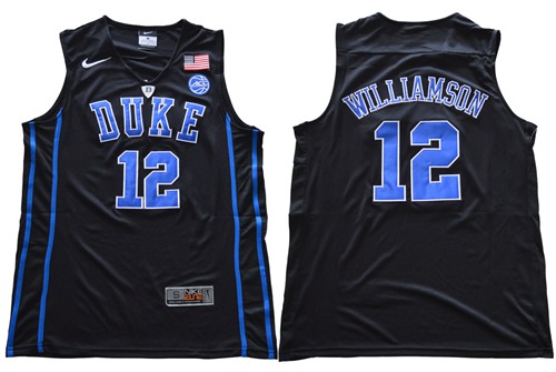 Blue Devils #12 Zion Williamson Black Basketball Elite Stitched NCAA Jersey