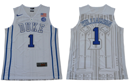 Blue Devils #1 Zion Williamson White Basketball Elite Stitched NCAA Jersey