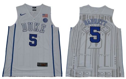 Blue Devils #5 R.J. Barrett White Basketball Elite Stitched NCAA Jersey