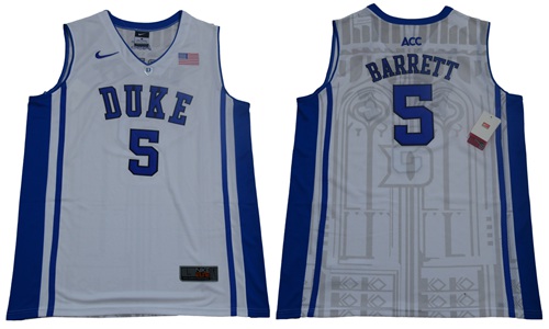 Blue Devils #5 R.J. Barrett White/Blue Basketball Elite Stitched NCAA Jersey