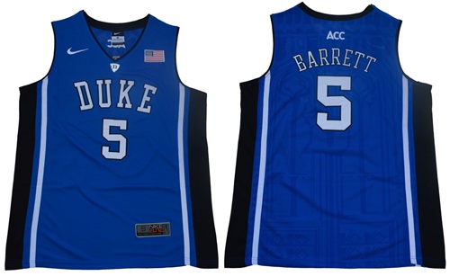 Blue Devils #5 R.J. Barrett Blue/Black Basketball Elite Stitched NCAA Jersey