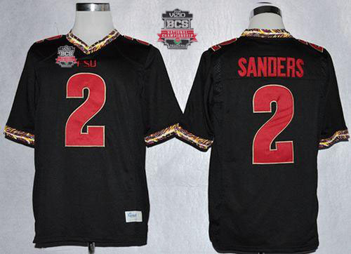 Seminoles #2 Deion Sanders Black 2014 BCS Bowl Patch Stitched NCAA Jersey - Click Image to Close