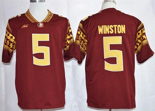 Seminoles #5 Jameis Winston Red Stitched NCAA Limited Jersey