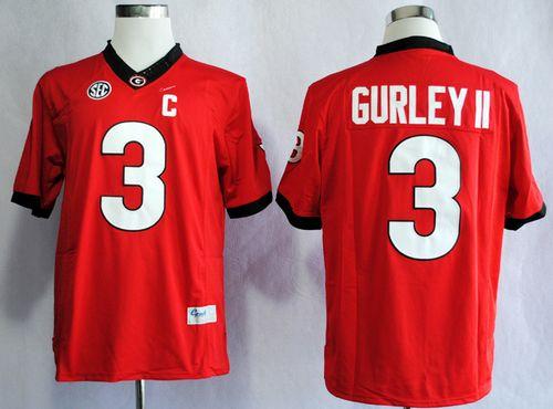 Bulldogs #3 Todd Gurley Red SEC Patch Limited Stitched NCAA Jersey