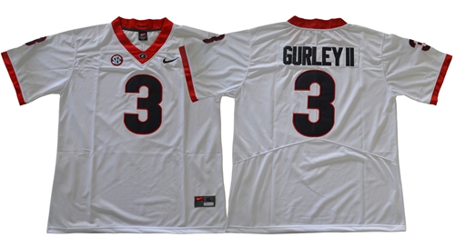 Bulldogs #3 Todd Gurley II White Limited SEC Patch Stitched NCAA Jersey