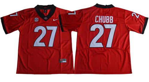 Bulldogs #27 Nick Chubb Red Limited Stitched NCAA Jersey