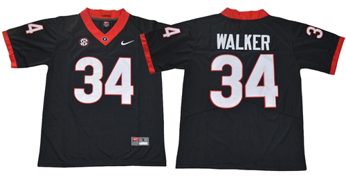 Bulldogs #34 Herschel Walker Black Limited SEC Patch Stitched NCAA Jersey