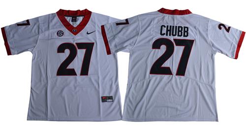 Bulldogs #27 Nick Chubb White Limited Stitched NCAA Jersey