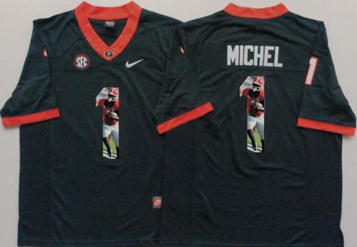 Bulldogs #1 Sony Michel Black Player Fashion Stitched NCAA Jersey