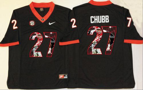 Bulldogs #27 Nick Chubb Black Player Fashion Stitched NCAA Jersey