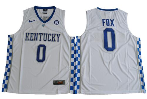 Wildcats #0 De'Aaron Fox White Basketball Elite Stitched NCAA Jersey - Click Image to Close