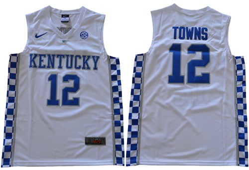 Wildcats #12 Karl-Anthony Towns White Basketball Elite Stitched NCAA Jersey