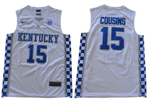 Wildcats #15 DeMarcus Cousins White Basketball Elite Stitched NCAA Jersey