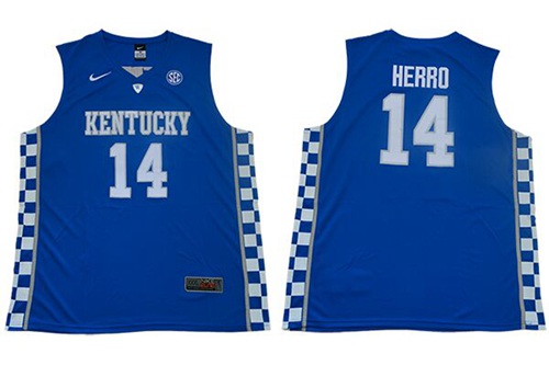 Wildcats #14 Tyler Herro Royal Blue Basketball Elite Stitched NCAA Jersey - Click Image to Close