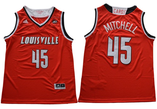 Cardinals #45 Donovan Mitchell Red Basketball Stitched NCAA Jersey