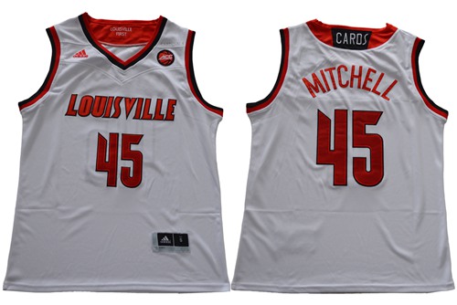 Cardinals #45 Donovan Mitchell White Basketball Stitched NCAA Jersey