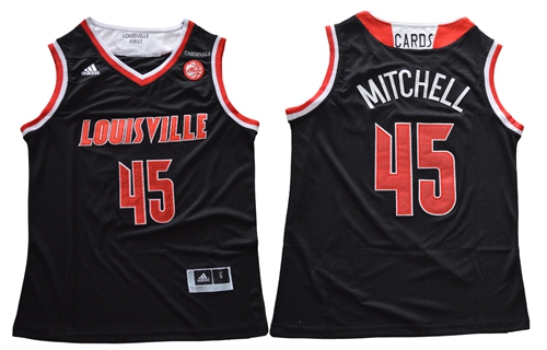 Cardinals #45 Donovan Mitchell Black Basketball Stitched NCAA Jersey