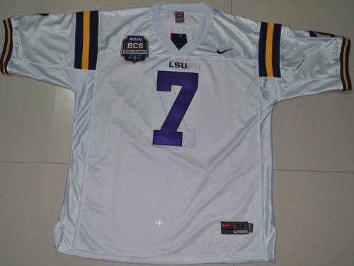 LSU Tigers #7 Tyrann Mathieu White 2012 BCS Championship Patch Stitched NCAA Jersey