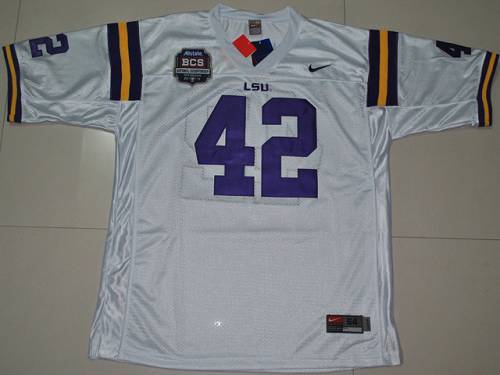 LSU Tigers #42 Michael Ford White 2012 BCS Championship Patch Stitched NCAA Jersey