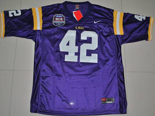 LSU Tigers #42 Michael Ford Purple 2012 BCS Championship Patch Stitched NCAA Jersey