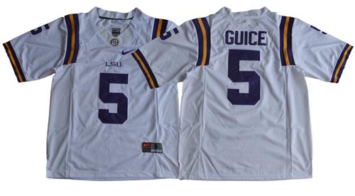 LSU Tigers #5 Derrius Guice White Limited Stitched NCAA Jersey